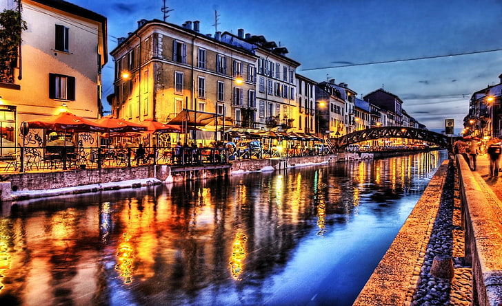 City HDR 4, Grand Canal wallpaper, Europe, Italy, City, Travel, hdr, milan, nightlife, southeast milan, HD wallpaper