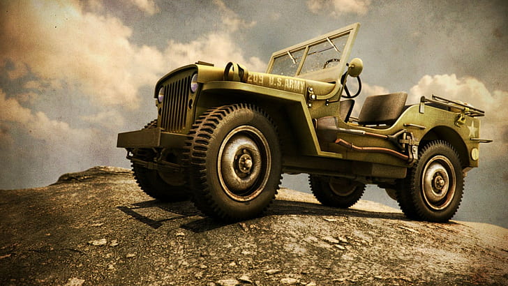mobil, jeep willys, Wallpaper HD