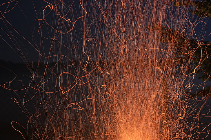 огън, пламък, искри, дим, 4k, 5k, hd, фотография, HD тапет