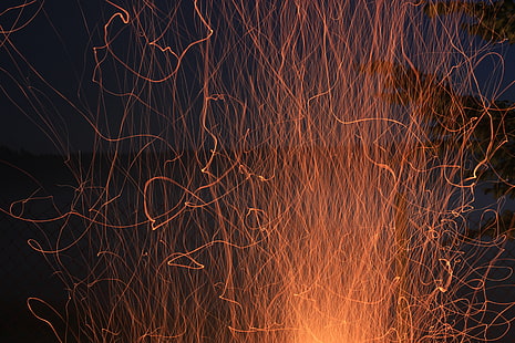 огонь, пламя, искры, дым, 4К, 5К, HD, фотография, HD обои HD wallpaper