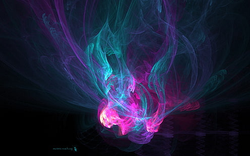 sarcelle et fumée pourpre, rose, bleu, lumière, brillant, Fond d'écran HD HD wallpaper