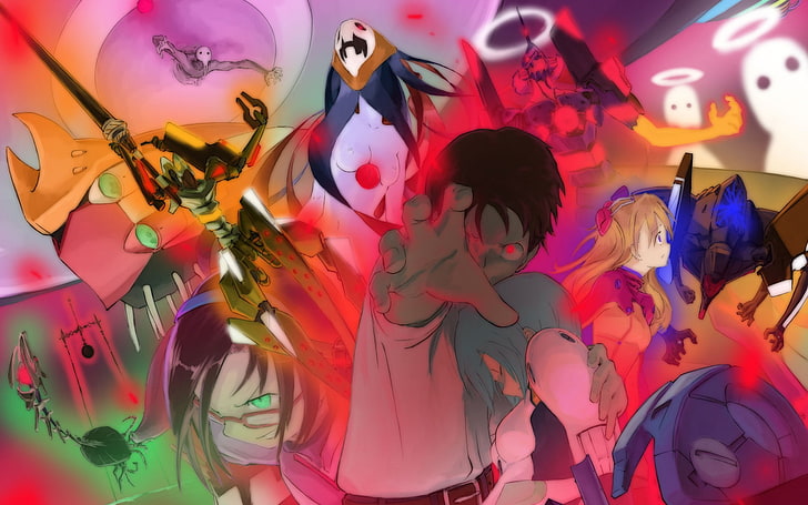 Neon Genesis Evangelion, Ikari Shinji, EVA Unit 02, Ayanami Rei, Asuka Langley Soryu, Makinami Mari, EVA Unit 09, HD wallpaper