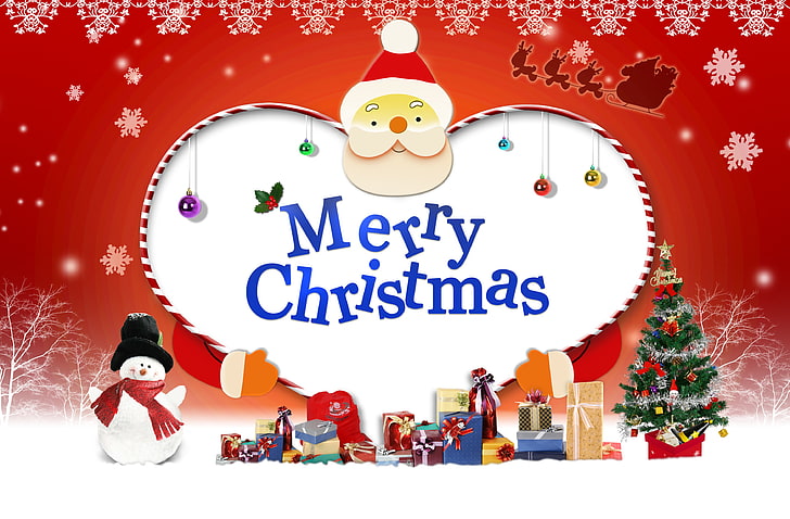 Merry Christmas wallpaper, tahun baru, hadiah, Santa, Mery Christmas, Wallpaper HD