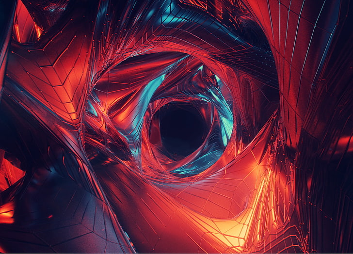 blaue und rote Spirale Tapete, Wurmloch, Kunst, Visualisierung, HD-Hintergrundbild