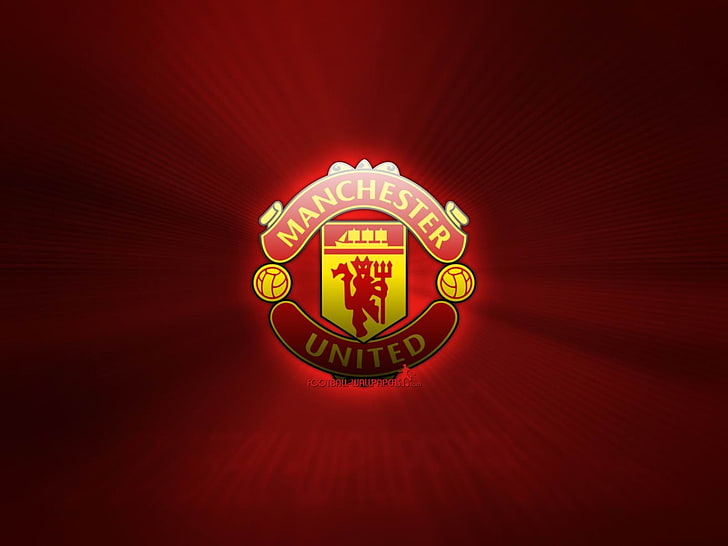 Rote Teufel Manchester United HD Desktop Hintergrund .., rot und gelb Manchester United Logo, HD-Hintergrundbild