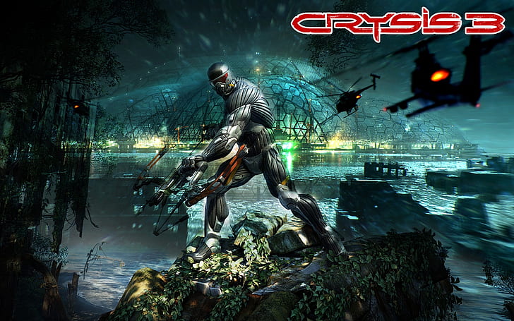 Crysis 3 Poster, crysis 3, future, soldier, guns, blood, battle, HD wallpaper