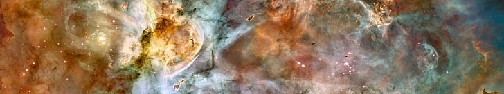 wallpaper digital galaksi, banyak tampilan, ruang, tiga layar, Hubble Deep Field, bintang, galaksi, Wallpaper HD