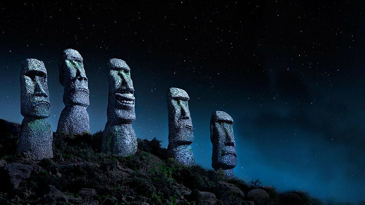 Moai Île de Pâques, Fond d'écran HD