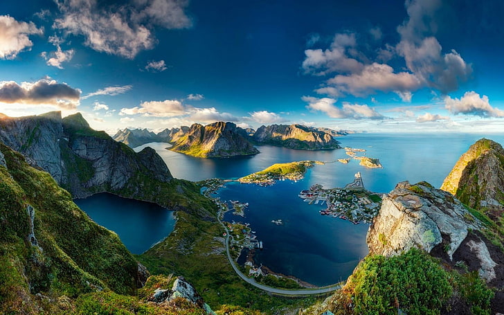 reinebringen norwegen-Foto HD Wallpaper, grüner Berg, HD-Hintergrundbild