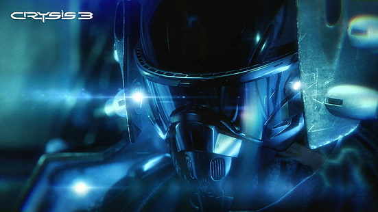 Crysis Helmet Blue HD, crysis 3 game, video games, blue, helmet, crysis, HD wallpaper HD wallpaper