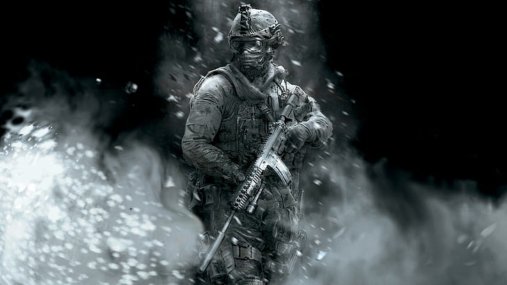 Call of Duty, Soldado, Arma, Fumaça, Óculos, HD papel de parede