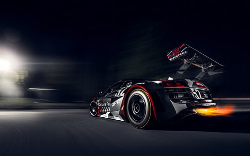 mobil sport putih, hitam, dan merah, Audi R8, mobil, mobil balap, Audi, kendaraan, Wallpaper HD HD wallpaper