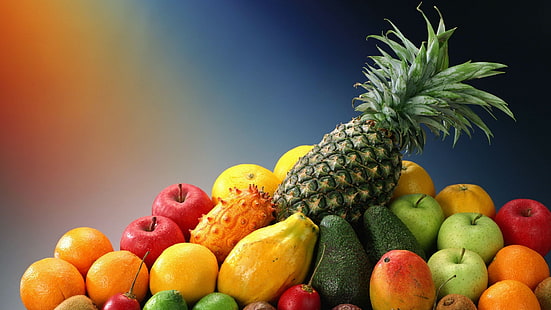 Obst, Ananas, Äpfel, Orangen, Birne, Obst, Ananas, Äpfel, Orangen, Birne, HD-Hintergrundbild HD wallpaper