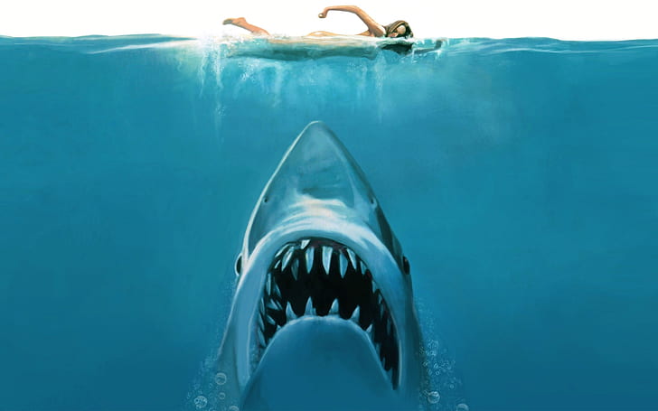 Jaws Shark Fish Drawing HD, dessin, films, poisson, requin, mâchoires, Fond d'écran HD