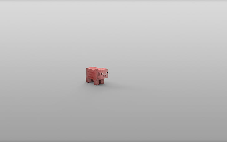 Minecraft Minimal Gray Grey Pig HD, video games, grey, gray, minimal, minecraft, pig, HD wallpaper