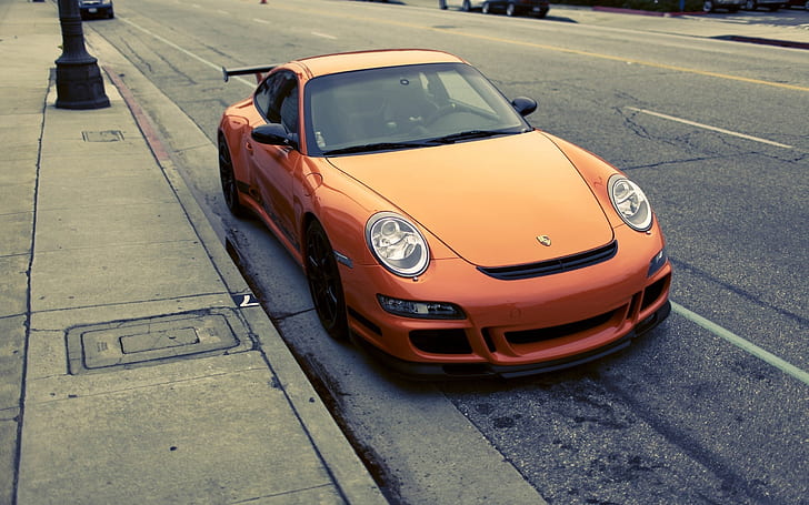 porsche 911 carrera s, orange, front view, sport, cars, Vehicle, HD wallpaper