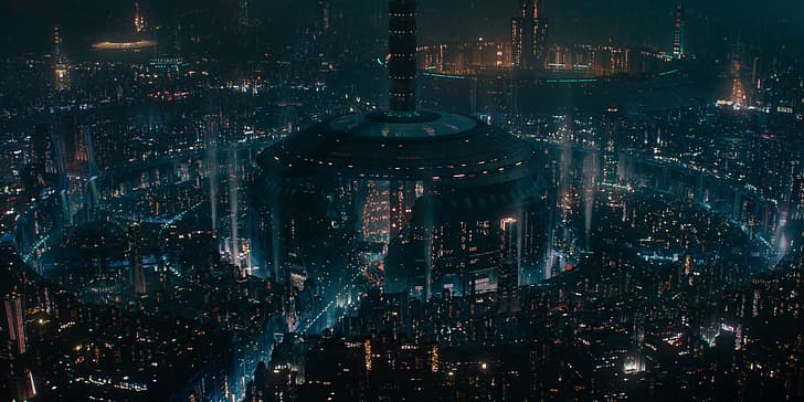 Foundation, science fiction, futuristic city, skyscraper, skyscape, mist, traffic lights, lights, architecture, Isaac Asimov, Trantor, HD wallpaper
