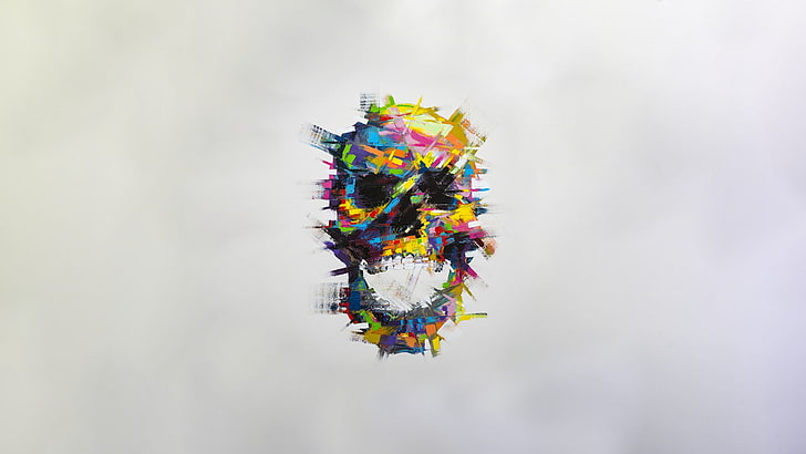 multicolored skull illustration, abstract, skull, HD wallpaper