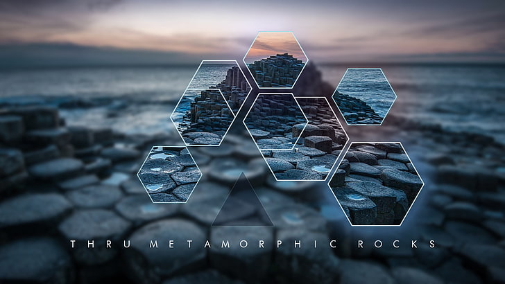 polyscape, 바위, 바다, 자이언트 코즈웨이, 아일랜드, HD 배경 화면