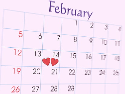 Febbraio, giorno speciale 14, calendario del mese di febbraio, speciale, 14 febbraio, amore, Sfondo HD HD wallpaper