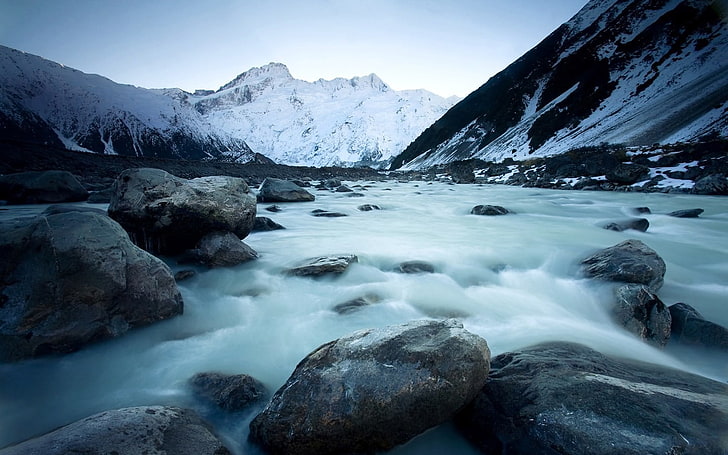 schneebedeckter Berg und See, Natur, Wasser, Berge, HD-Hintergrundbild