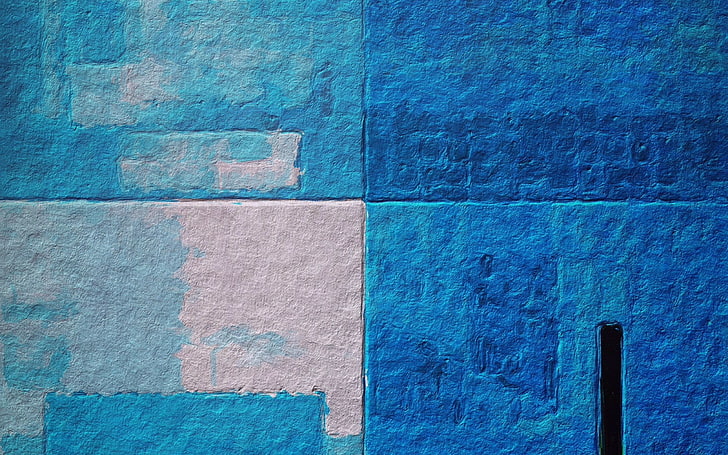 texture, wall, simple, blue, cyan, white, square, HD wallpaper