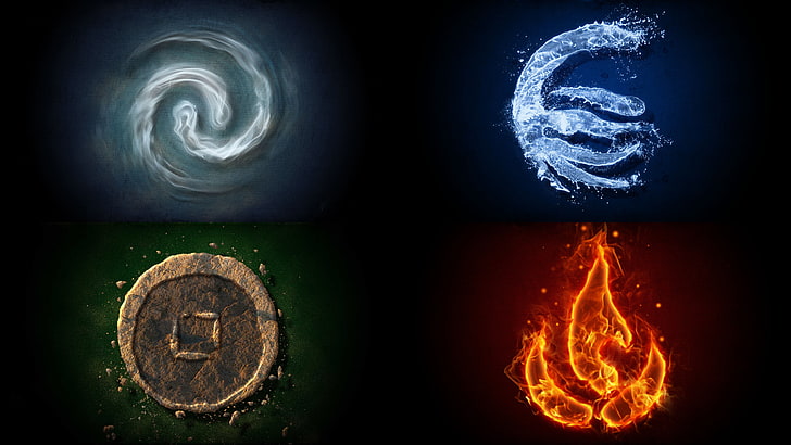 colagem de quatro elementos, The Legend of Korra, Avatar: The Last Airbender, elementos, HD papel de parede