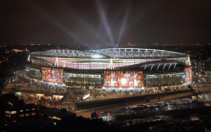 Emirates Stadium, stadio, notte, inghilterra, calcio, Sfondo HD