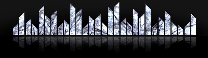 karya seni digital wallpaper abu-abu dan hitam kristal, refleksi, seni digital, abstrak, Wallpaper HD