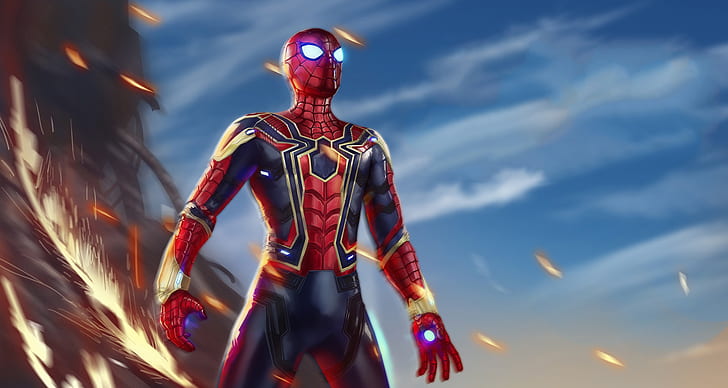 spiderman, avengers infinity war, hd, konstverk, superhjältar, konststation, digital konst, HD tapet