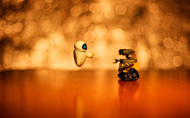 Wall-E and Eve Vektorgrafik, WALL · E, Pixar Animationsstudios, Filme, Bokeh, HD-Hintergrundbild