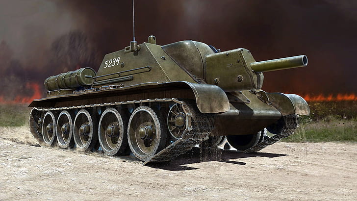 SAU, SU-122, artillería autopropulsada soviética, Fondo de pantalla HD