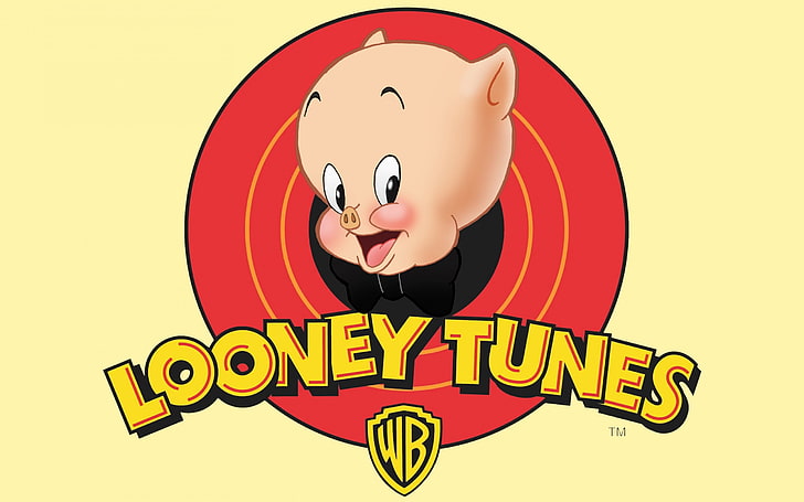 Looney Tunes Porky Pig, Looney Tunes logo, Cartoons, , cartoon, yellow, pig, background, HD wallpaper