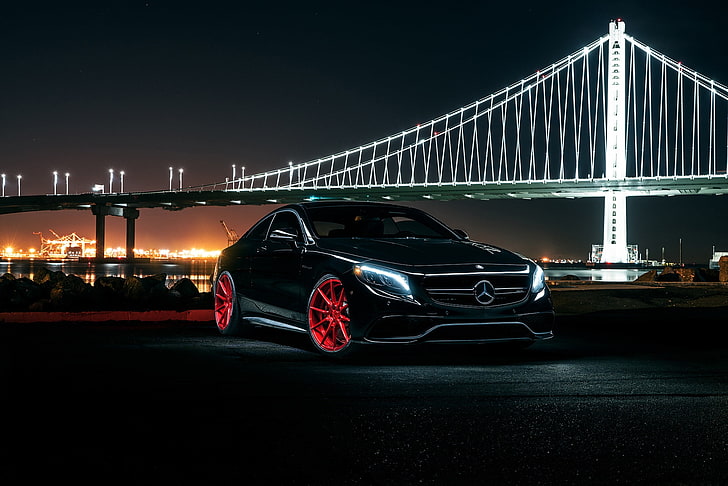 black Mercedes-Benz coupe, Mercedes-Benz, Front, AMG, Coupe, Wheels, Before, S63, Garde, HD wallpaper