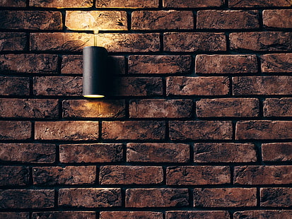 tijolo, hotel, interior, lâmpada, luz, velho, parede, HD papel de parede HD wallpaper