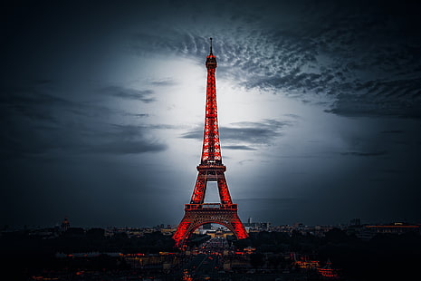 エッフェル塔、パリ、エッフェル塔、都市景観、フランス、空、夜、 HDデスクトップの壁紙 HD wallpaper
