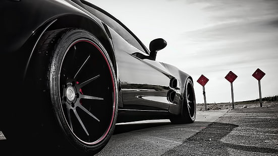 black coupe, car, Chevrolet Corvette Z06, rims, HD wallpaper HD wallpaper