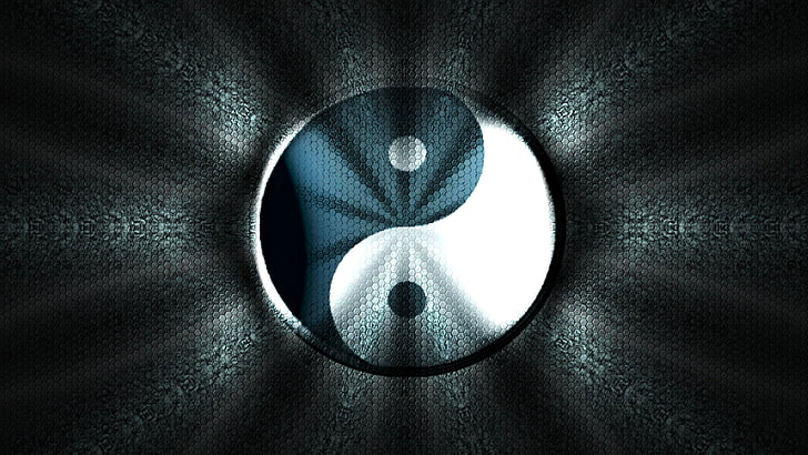arredamento yin yang, sfondo, trama, b / n, simbolo, armonia, yin-yang, Sfondo HD