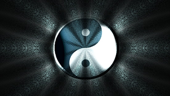 decoração yin yang, fundo, textura, preto e branco, símbolo, harmonia, Yin-Yang, HD papel de parede HD wallpaper
