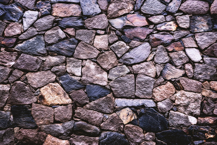 gray stone, stones, wall, texture, pattern, HD wallpaper