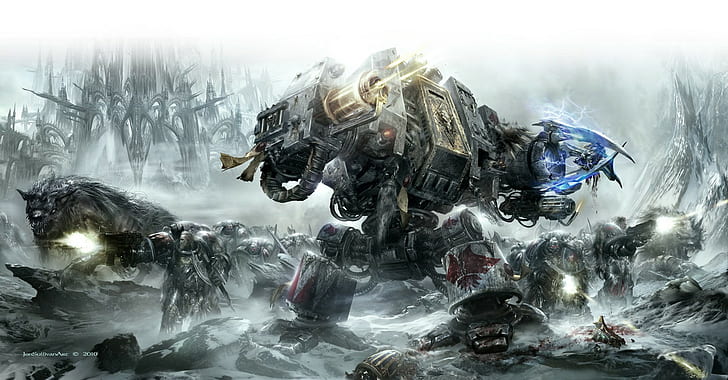 Dreadnought, lobos espaciais, fuzileiros navais, Warhammer 40, 000, HD papel de parede