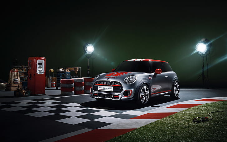 Mini John Cooper Works Concept, red and grey hatchback, Mini Cooper Concept, Mini Cooper, HD wallpaper