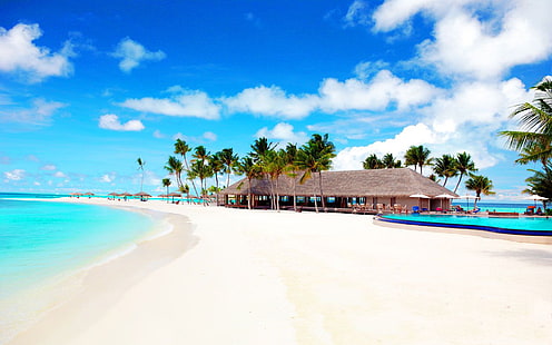 Малдивски острови Бели пясъчни плажове Индийски океан Wallpaper Hd 1920 × 1200, HD тапет HD wallpaper