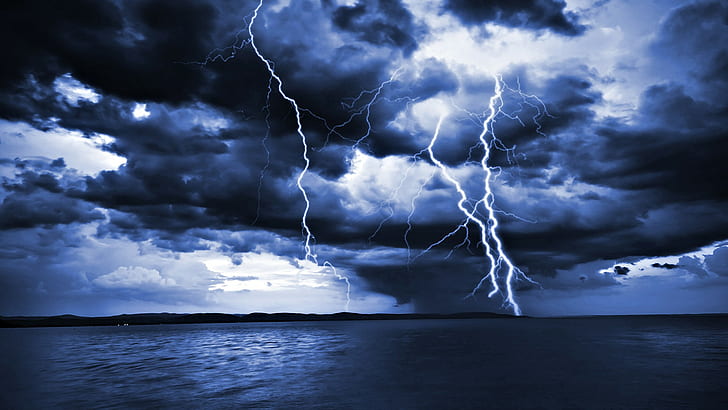 برق ، تصوير ، بحر ، عاصفة ، ماء، خلفية HD