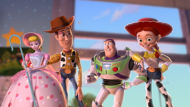 Toy Story, Bo Peep, Buzz Lightyear, Jessie (Toy Story), Woody (Toy Story), Fondo de pantalla HD
