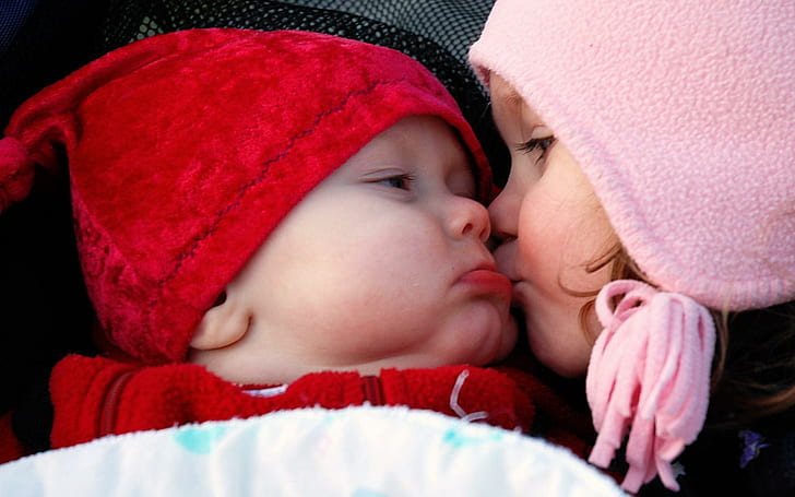 Cute Kiss Layar lebar, anak-anak, imut, ciuman, layar lebar, Wallpaper HD