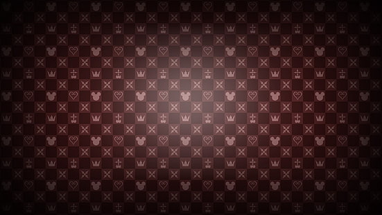reino corações minimalista vermelho padrões mosaico mickey mouse corações shuriken 1920x1080 videogames Kingdom Hearts HD arte, Kingdom Hearts, minimalista, HD papel de parede HD wallpaper