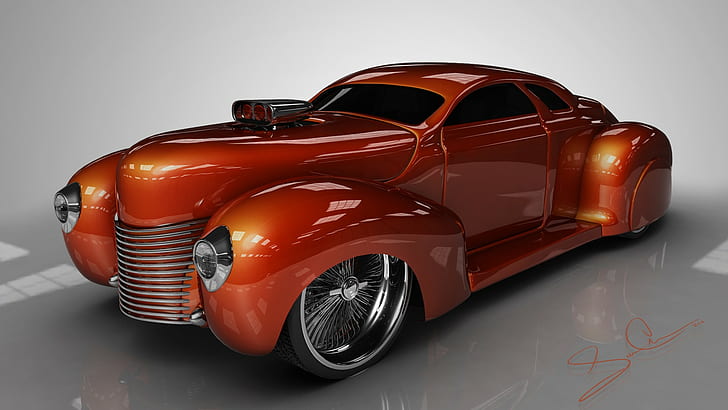 Concept HD, pomarańczowe klasyczne coupe, samochody, koncepcja, Tapety HD