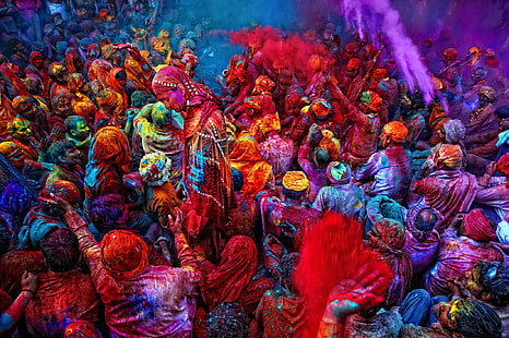 цвят, цветове, фестивал, индуски, холи, празник, Индия, пролет, HD тапет HD wallpaper