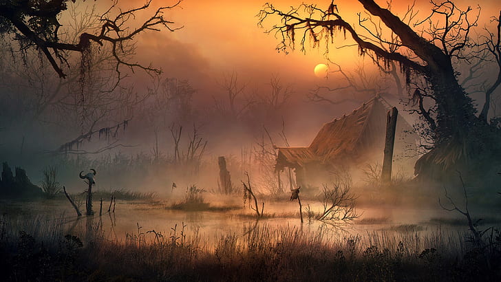 swamp, the stench, Vladimir Manyukhin, The swamp witch, HD wallpaper
